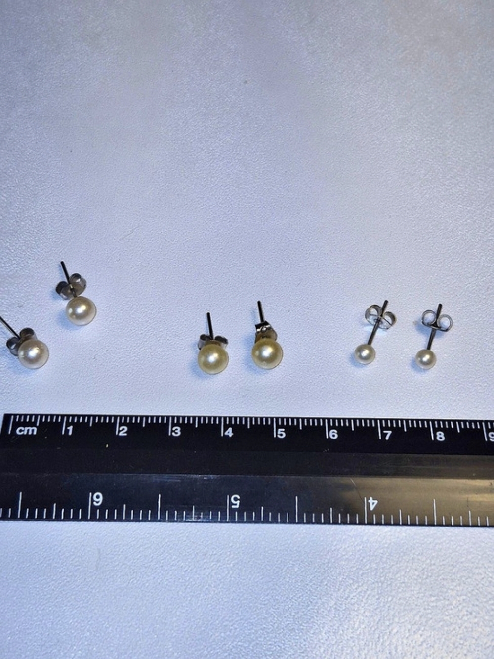 Pearl Stud Earrings Set White